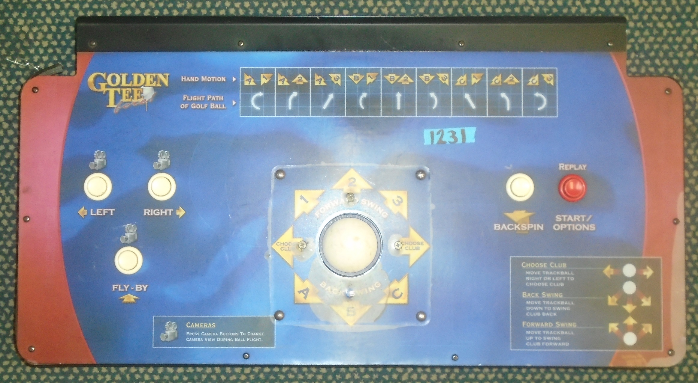 GOLDEN TEE Control Panel Assembly for Arcade Machine Game 1231 for